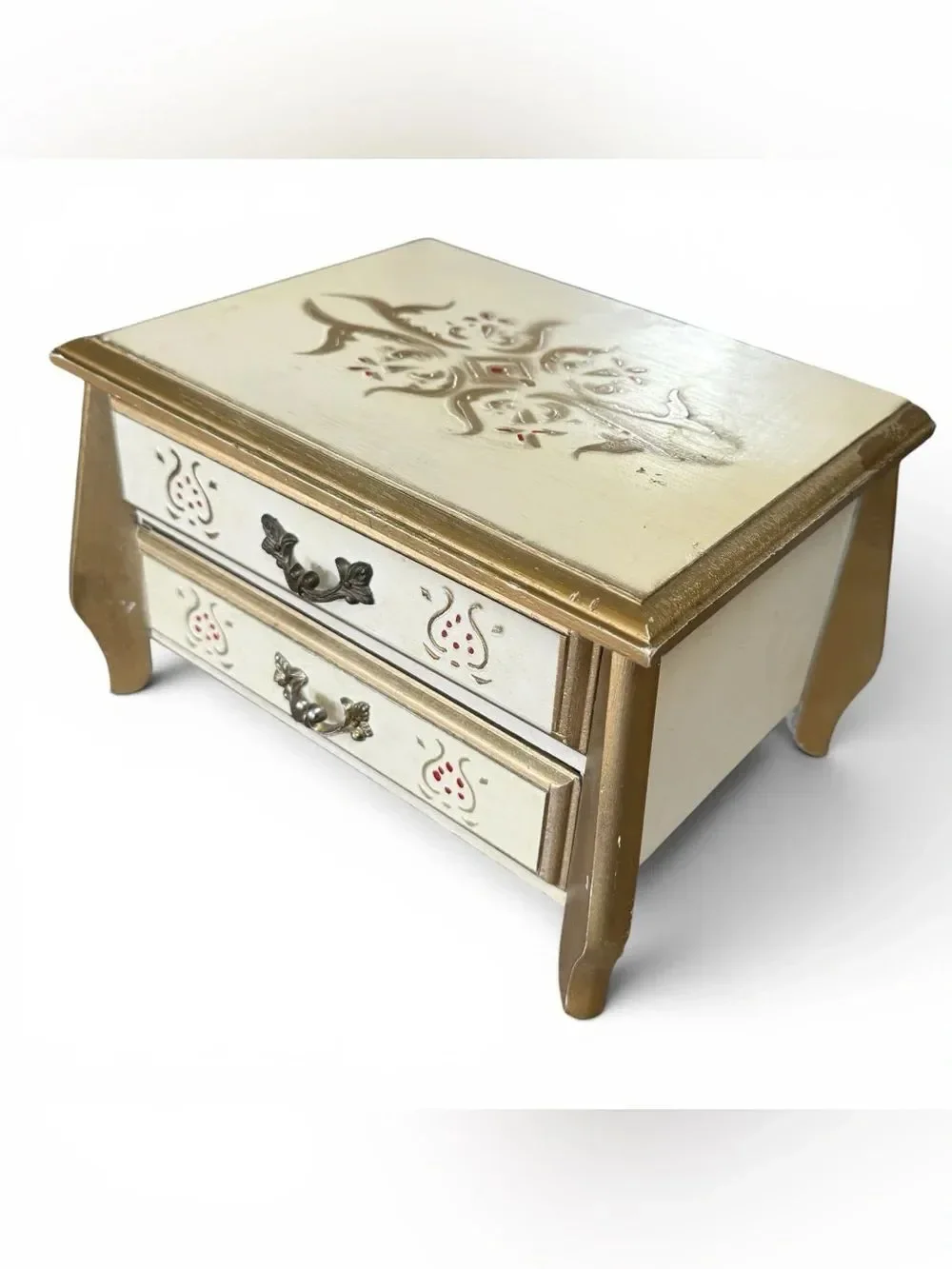 Vintage HOLIDAY IMPORTS, INC. San Francisco Wooden Florentine Jewelry Box